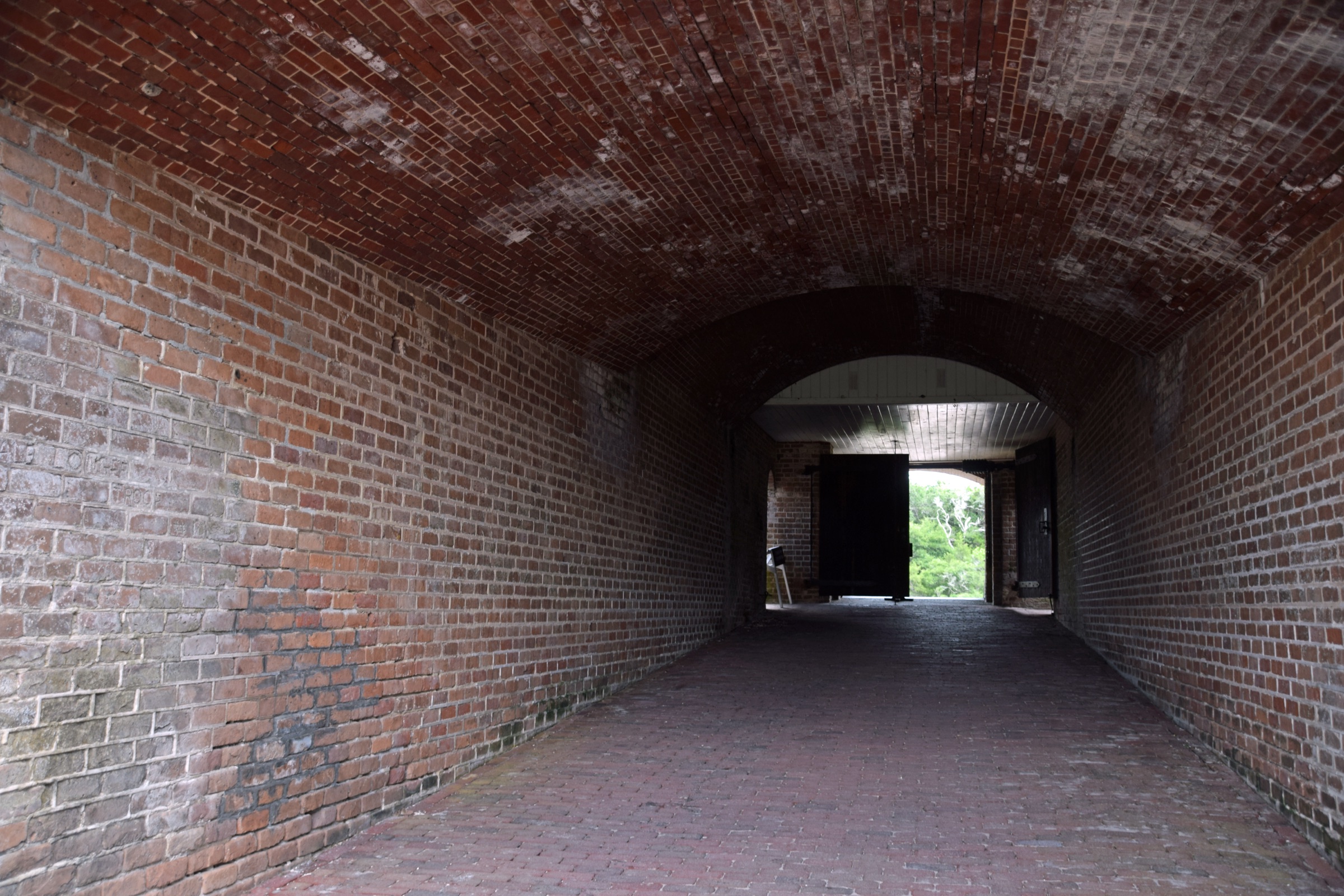 Exterior brick walls and moat of Fort Clinch, a Civil War-era fortification on Amelia Island, Florida