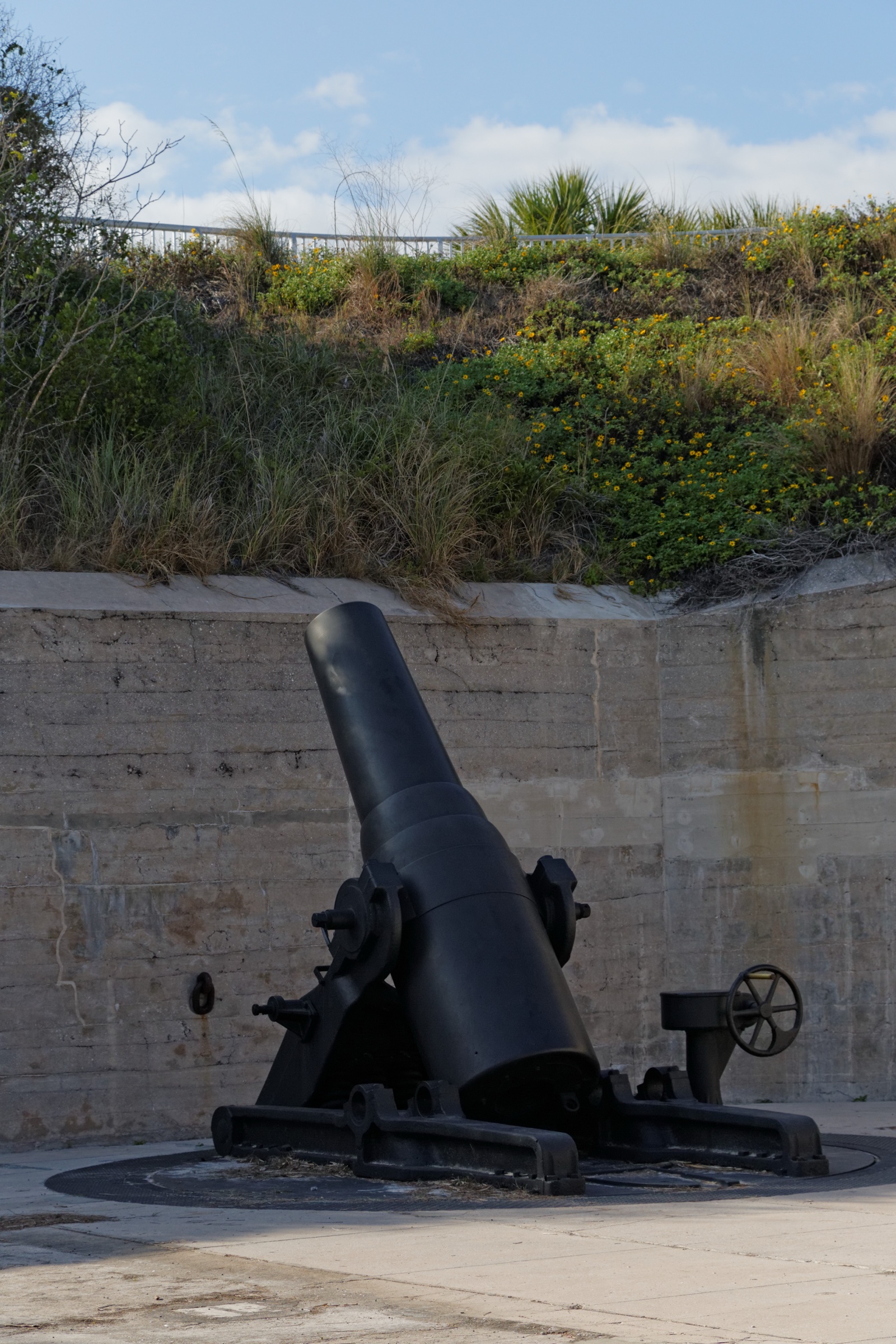 Historic coastal artillery cannon at Fort De Soto Park on Mullet Key, Florida
